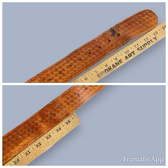 Vintage Hand Tooled Leather Belt w/ Action Leathercraft Superswinger Hammer Loop - Picture 12 of 12